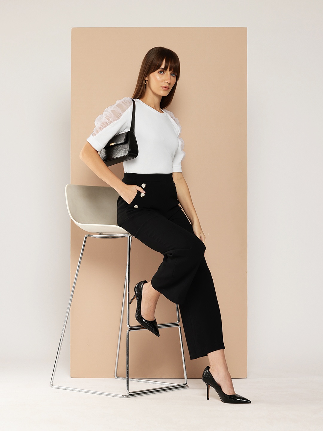 

her by invictus Puff Sleeve Top, White