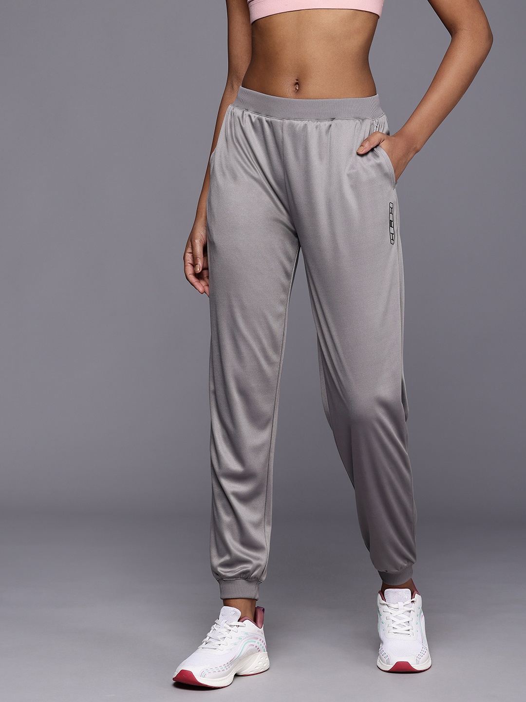 

HRX by Hrithik Roshan Women Rapid-Dry Antimicrobial Finish Running Track Pants, Grey