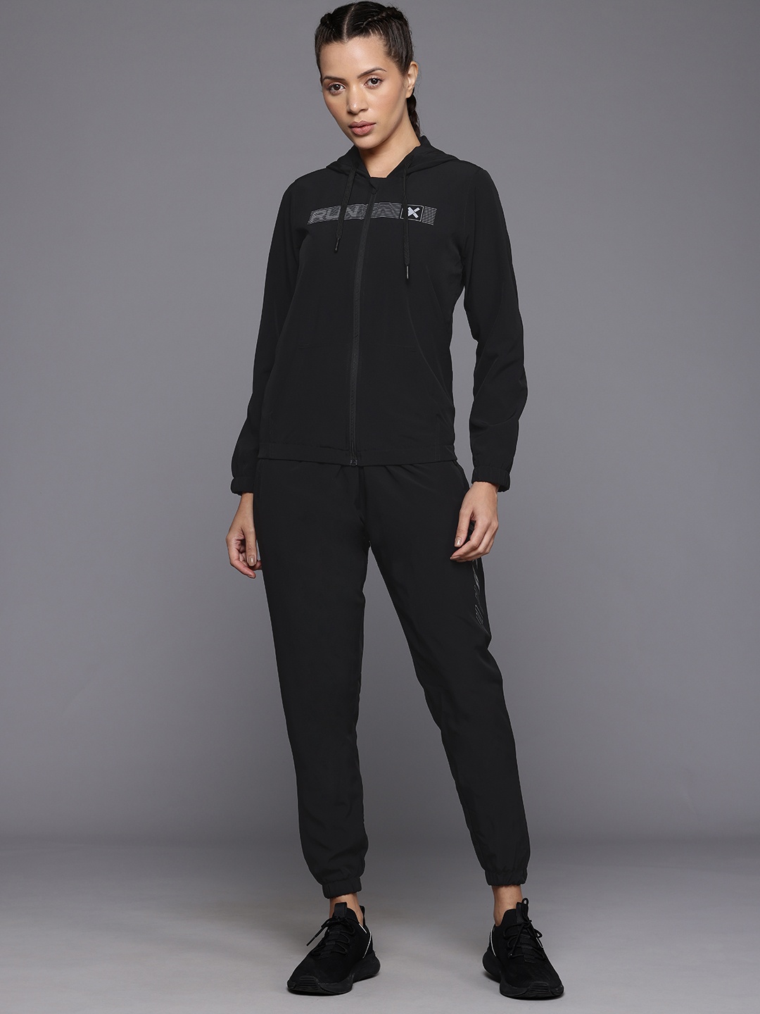 

HRX by Hrithik Roshan Women Regular Fit Tracksuit, Black