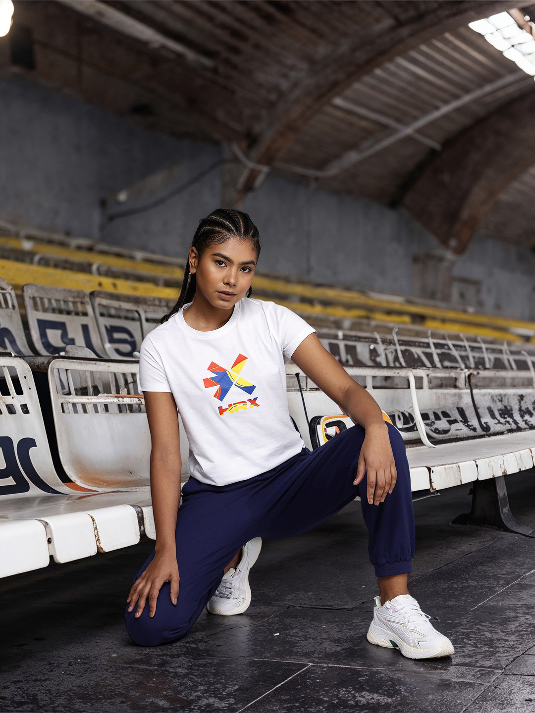 

HRX by Hrithik Roshan Brand Logo Printed Olympic-Collection Slim Fit T-shirt, White
