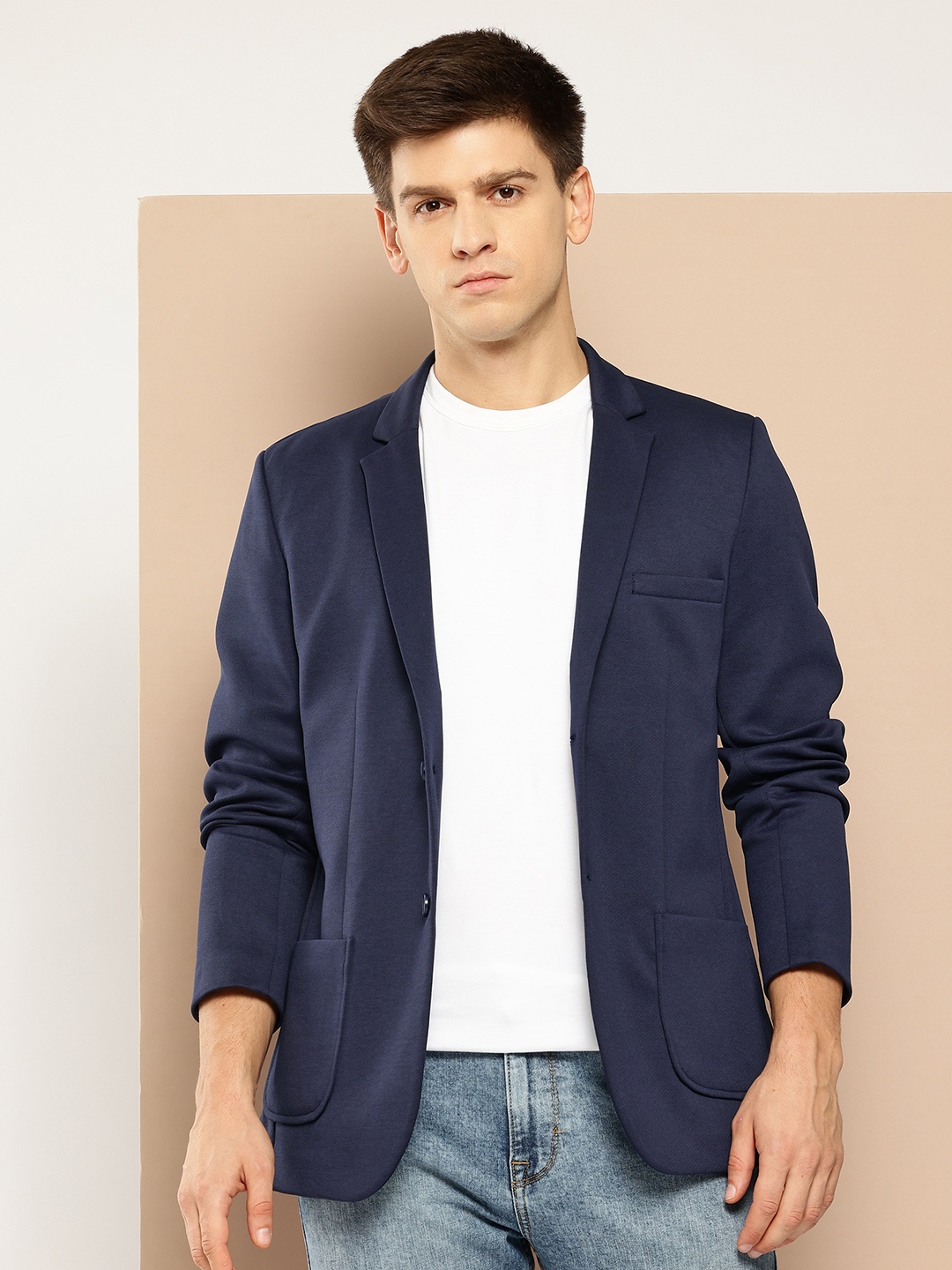 

INVICTUS Single-Breasted Slim Fit Smart Casual Blazer, Navy blue