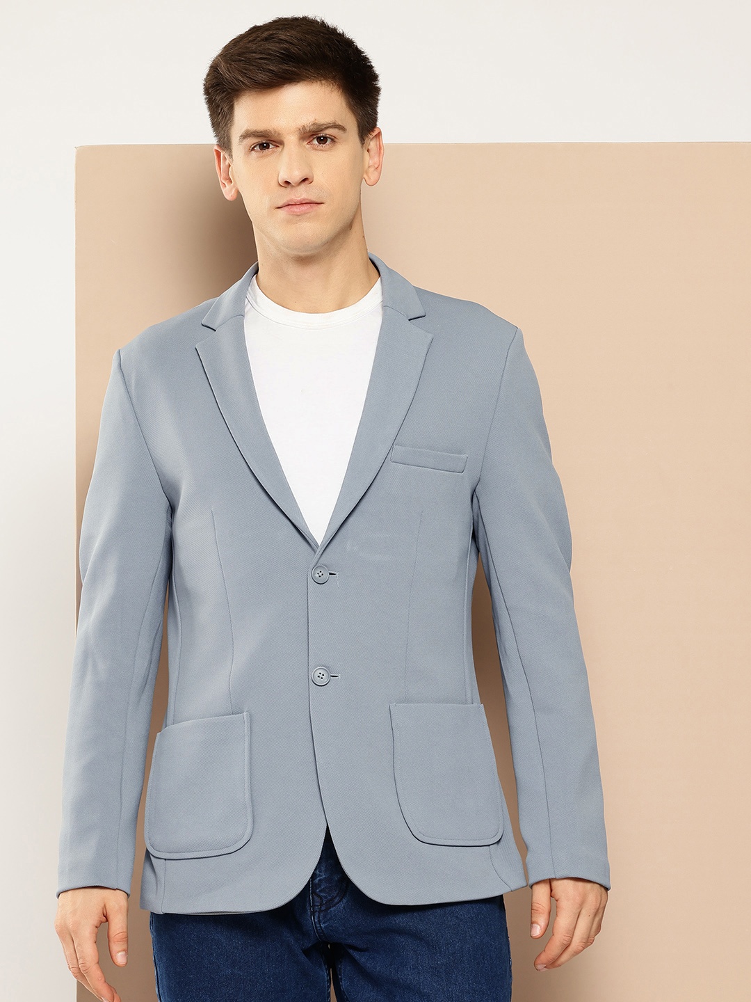 

INVICTUS Single-Breasted Slim Fit Smart Casual Blazer, Blue