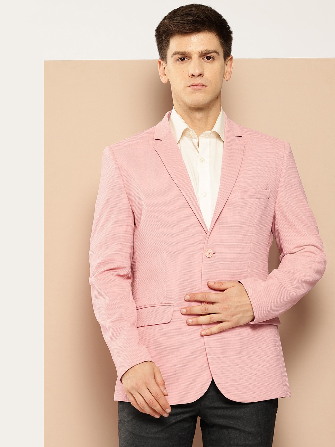 

INVICTUS Slim Fit Single-Breasted Blazer, Pink