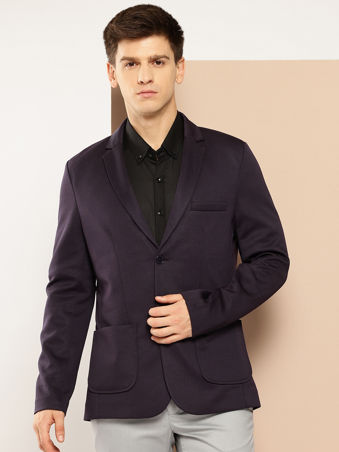 

INVICTUS Slim Fit Single-Breasted Blazer, Burgundy