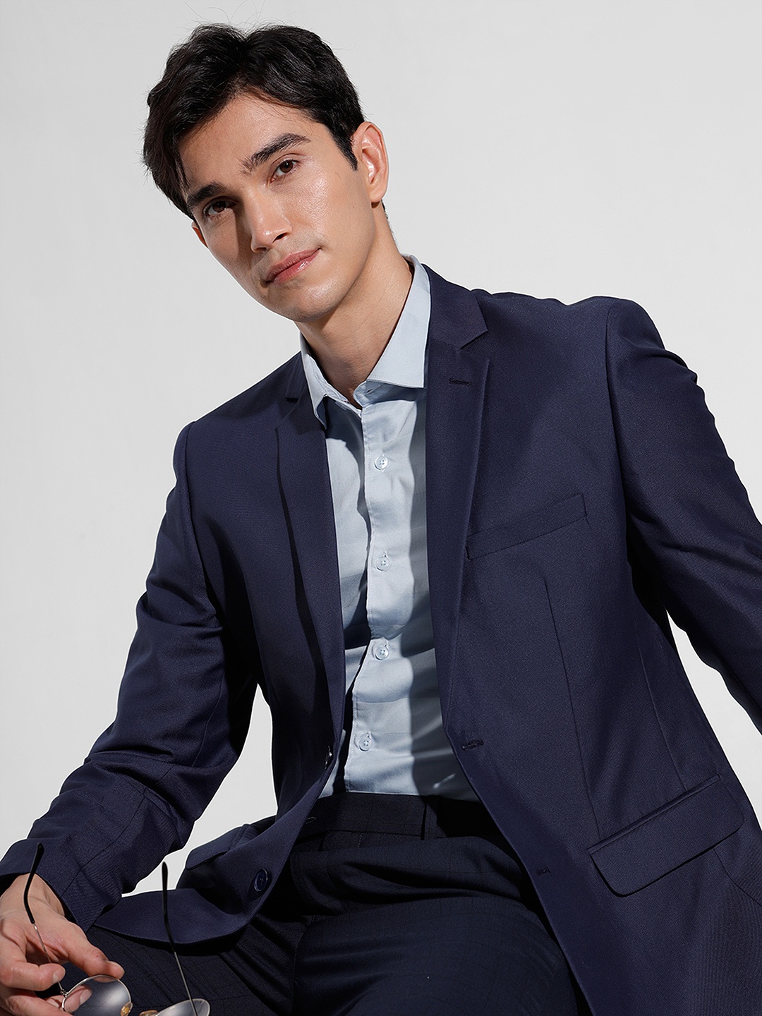 

INVICTUS Slim Fit Single-Breasted Formal Blazer, Navy blue