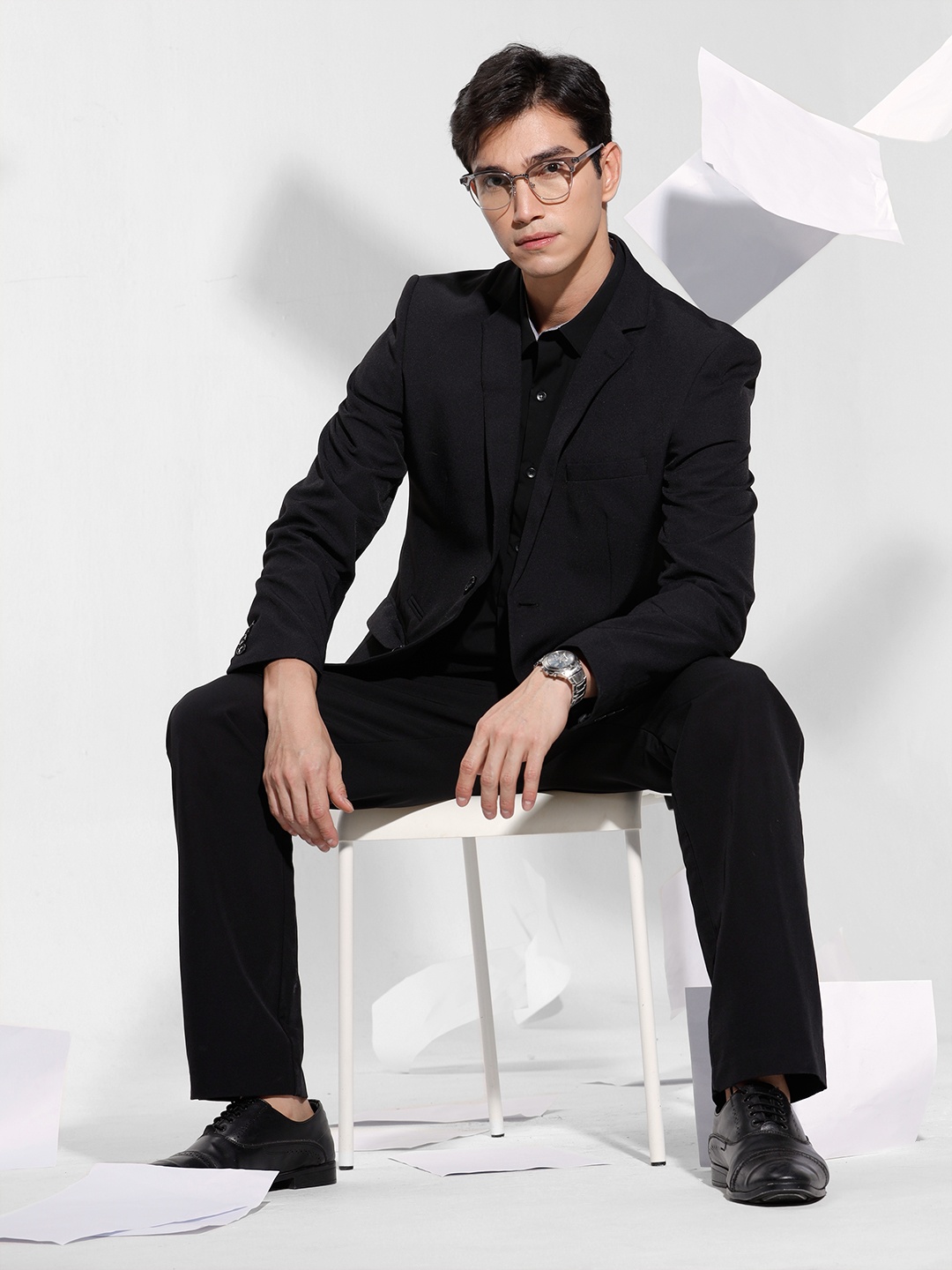 

INVICTUS Slim Fit Single-Breasted Formal Blazer, Black