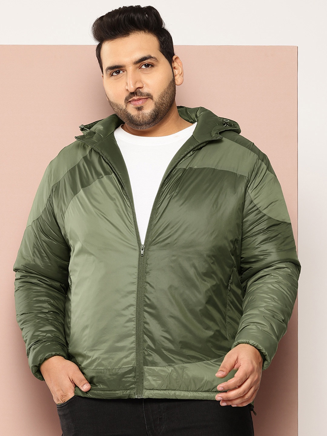 

Sztori Plus Size Hooded Tailored Jacket, Olive