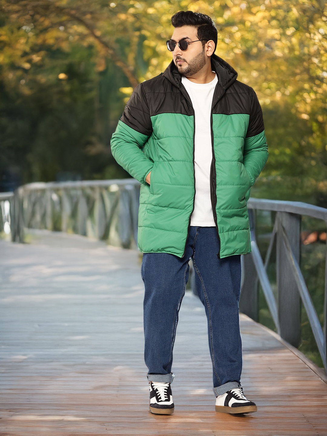 

Sztori Plus Size Colourblocked Padded Jacket, Green
