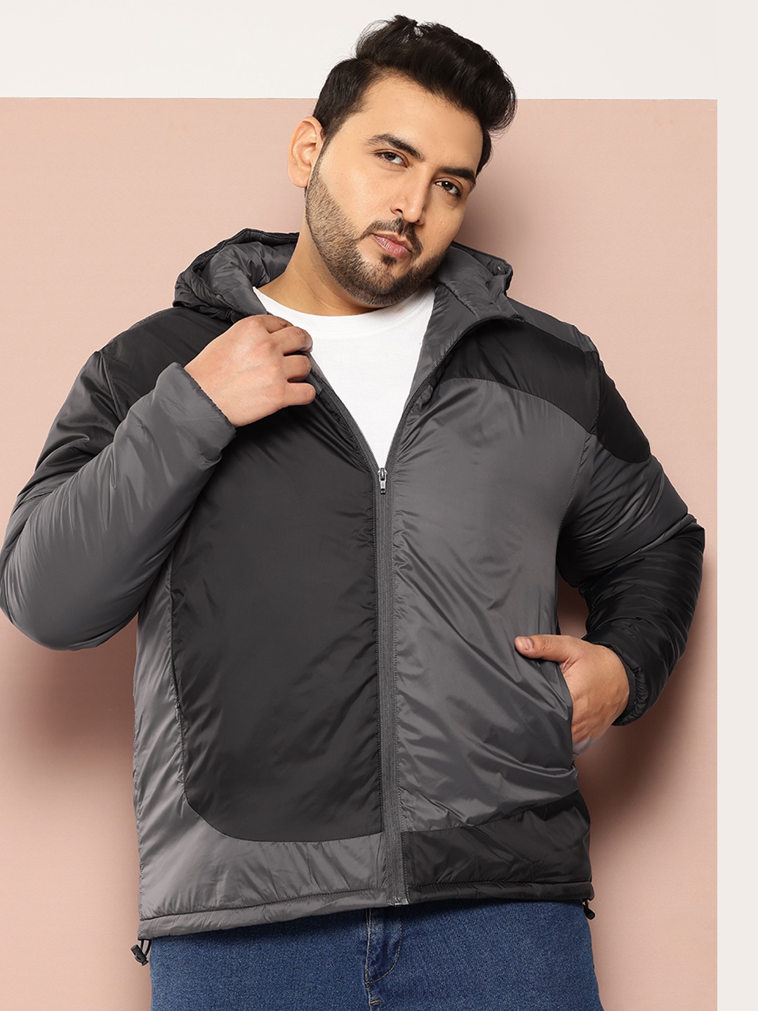 

Sztori Plus Size Hooded Tailored Jacket, Charcoal