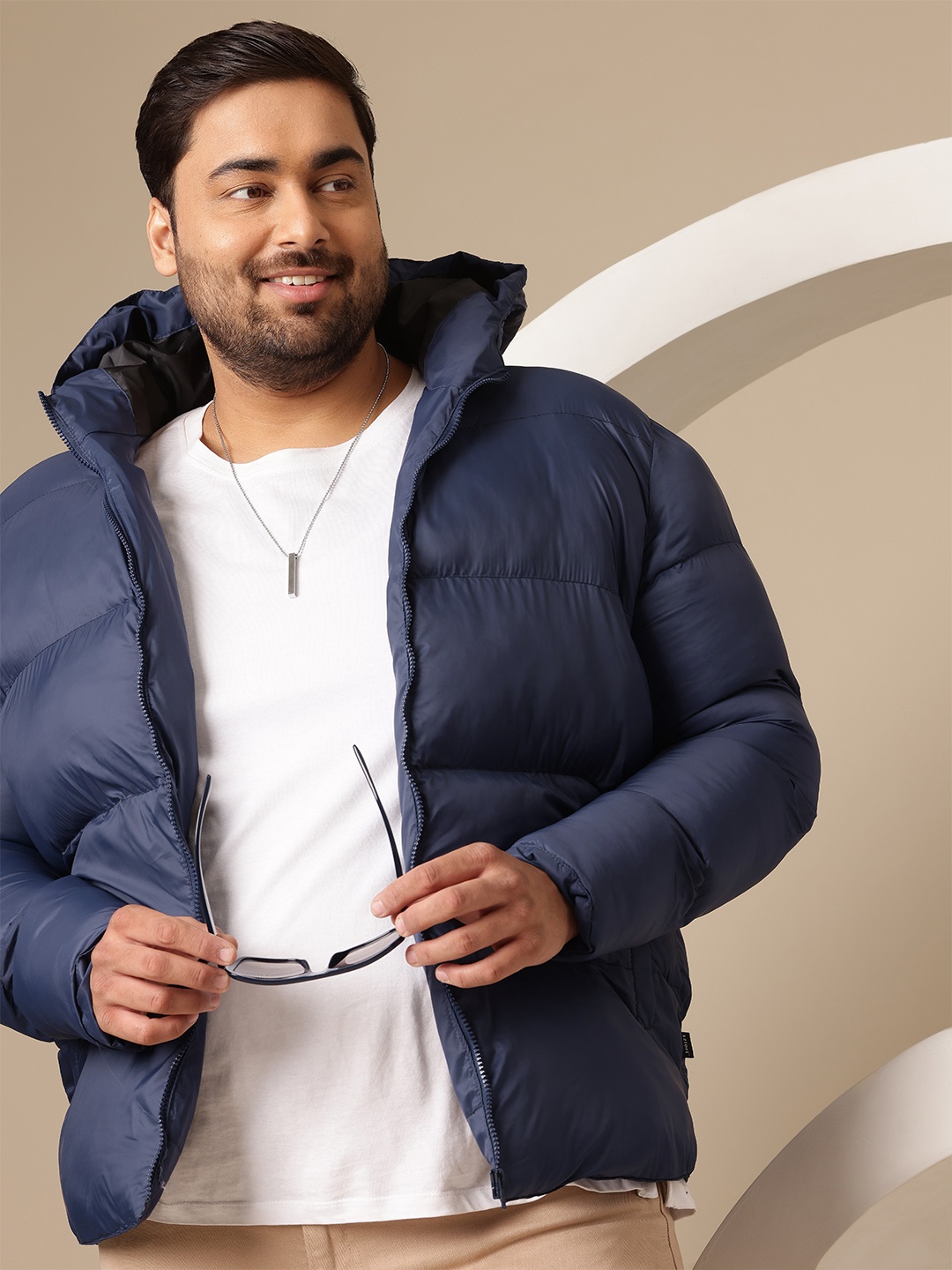 

Sztori Plus Size Hooded Padded Jacket, Navy blue