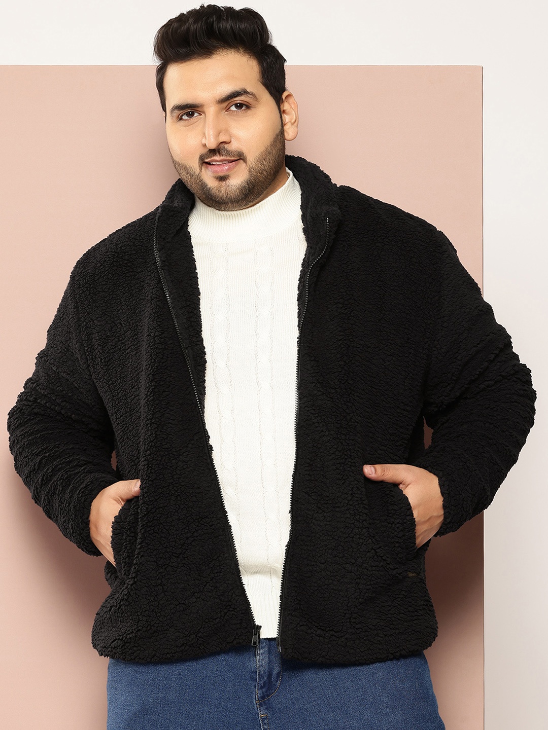 

Sztori Plus Size Fleece Tailored Jacket, Black