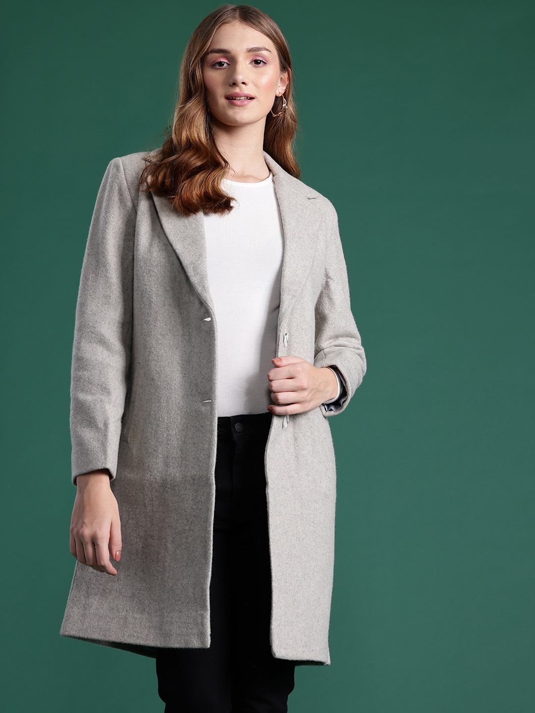 

DressBerry Double-Breasted Longline Overcoat, Grey