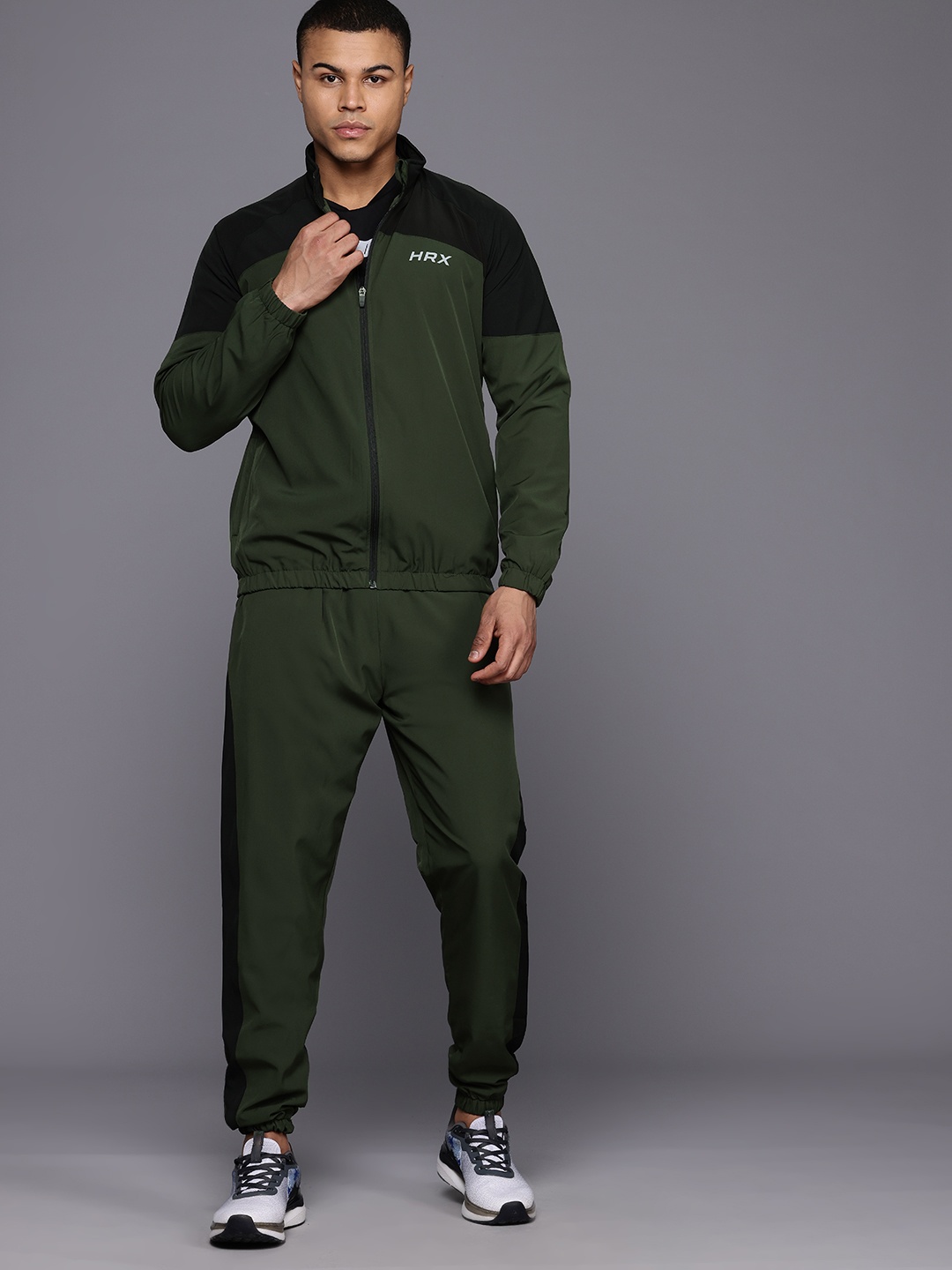 

HRX by Hrithik Roshan Men Rapid-Dry Running Tracksuit, Olive