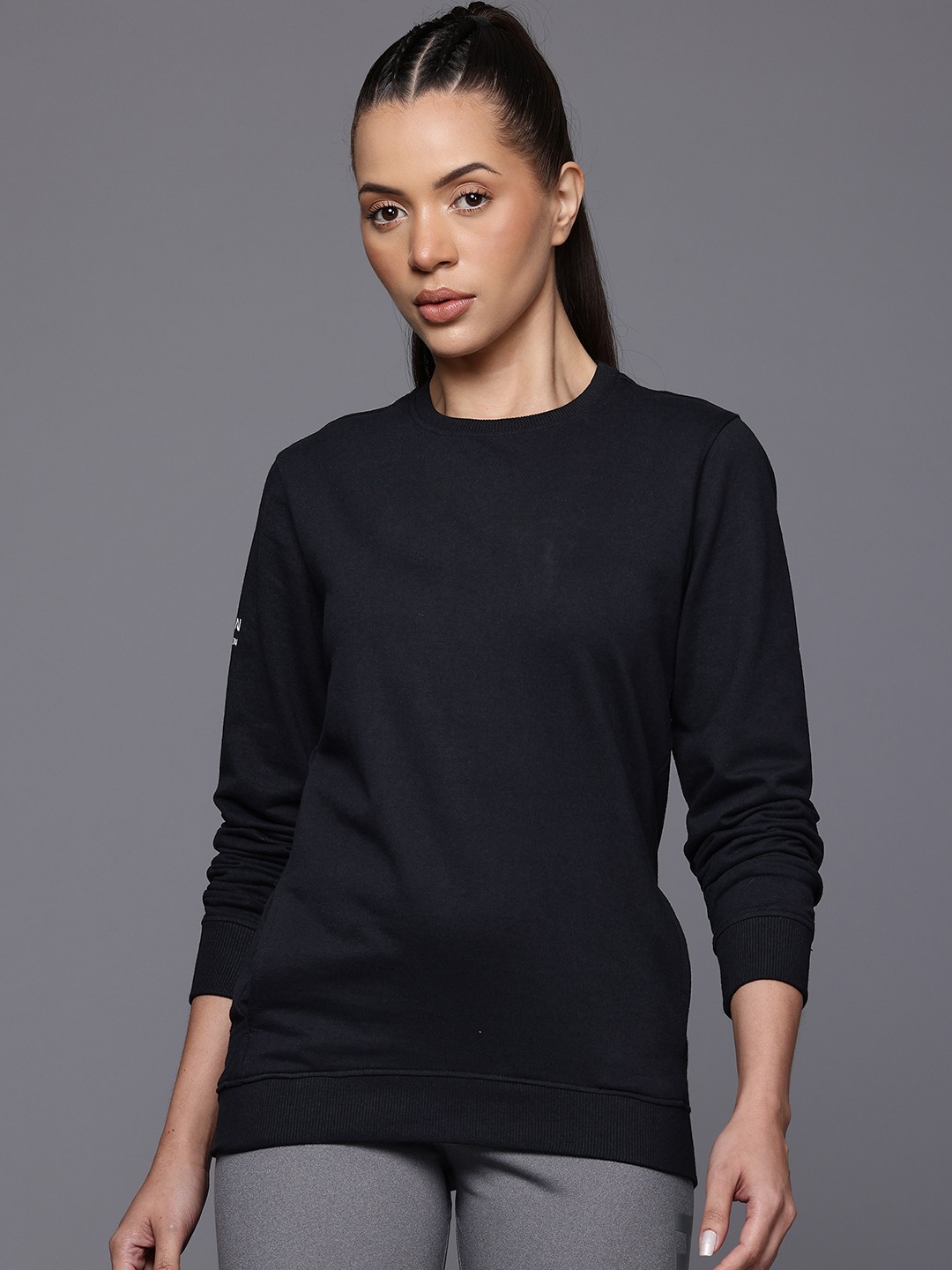 

HRX by Hrithik Roshan Solid Sweatshirt, Black