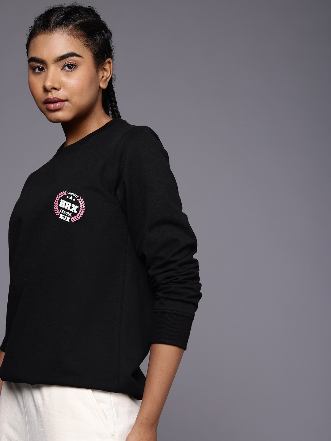

HRX by Hrithik Roshan Round Neck Knitted Sweatshirt, Black