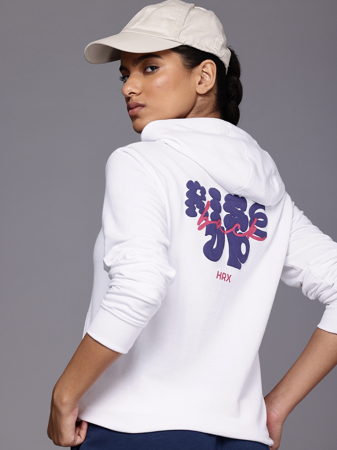 

HRX by Hrithik Roshan STREETPULSE Lifestyle Printed Hooded Sweatshirt, White