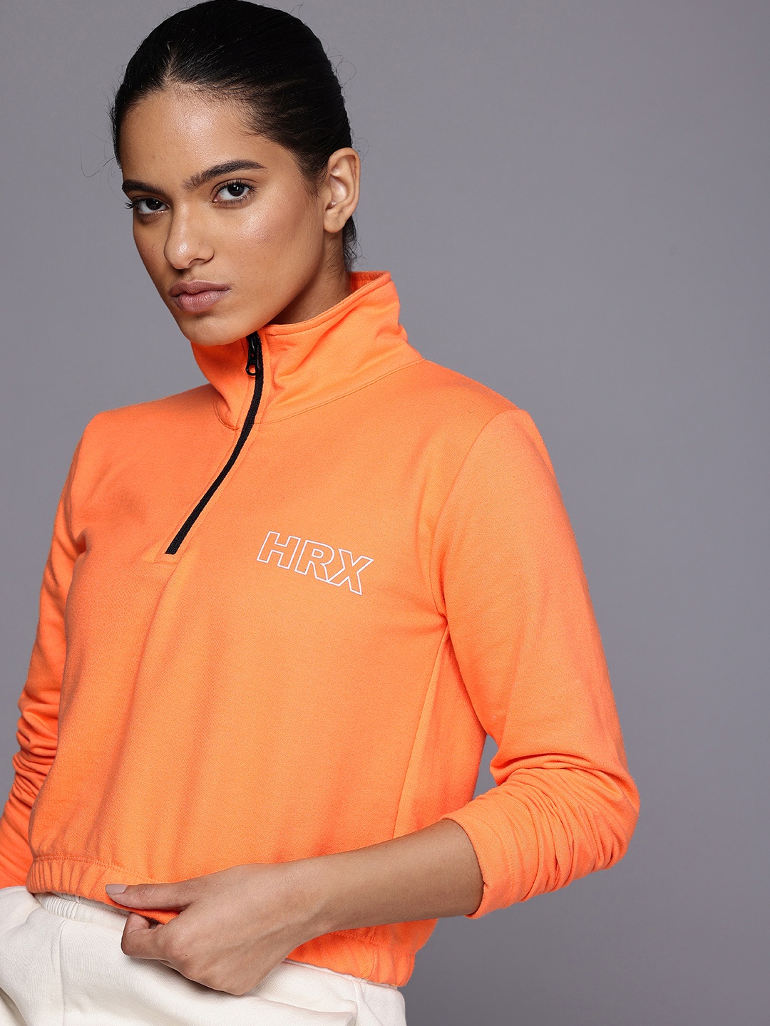 

HRX by Hrithik Roshan NATURETHERAPY Outdoor Crop Sweatshirt, Orange