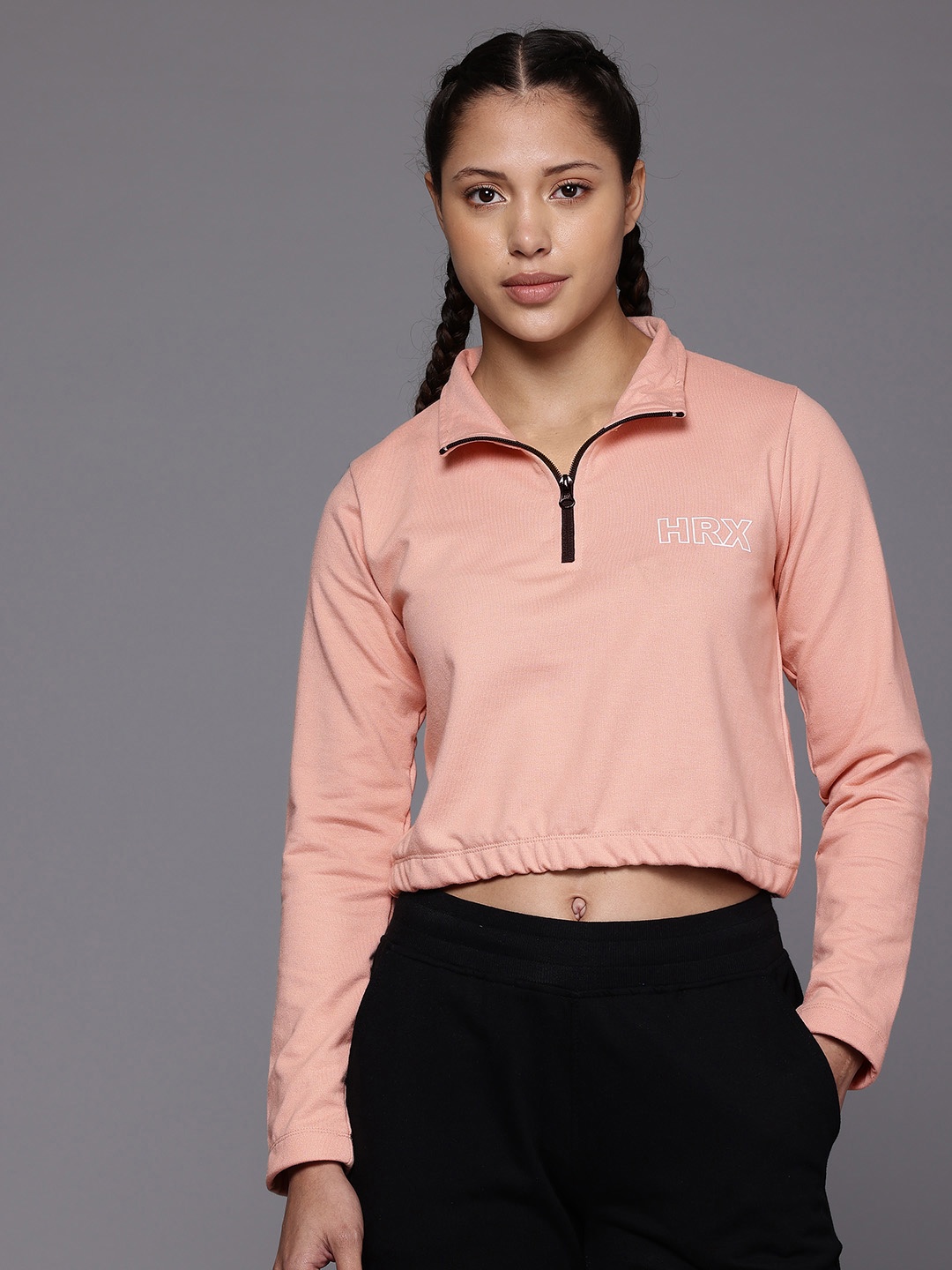 

HRX by Hrithik Roshan Half-Zipper Outdoor Sweatshirt, Peach