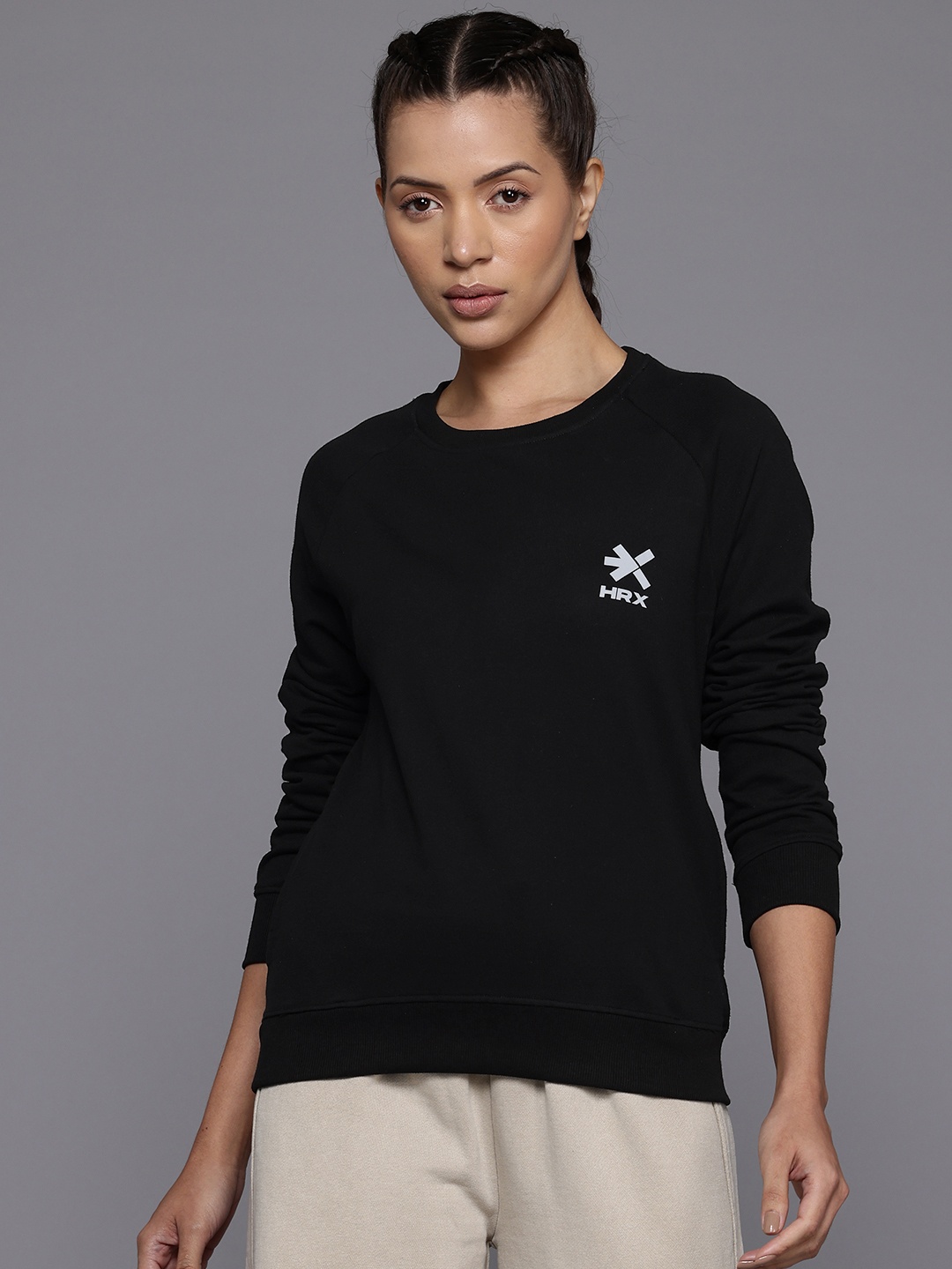 

HRX by Hrithik Roshan Raglan Sleeves Running Sweatshirt, Black