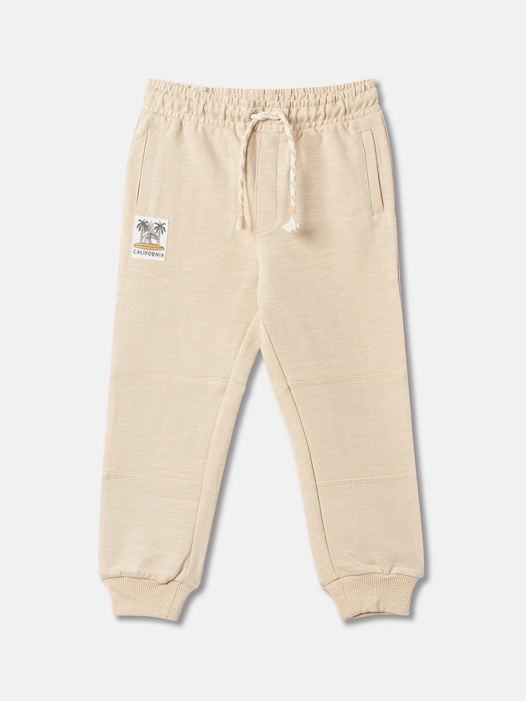 

R&B Boys Mid Rise Cotton Joggers, Beige