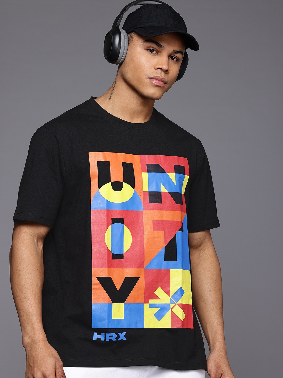 

HRX by Hrithik Roshan Typography Relaxed Fit T-shirt, Black