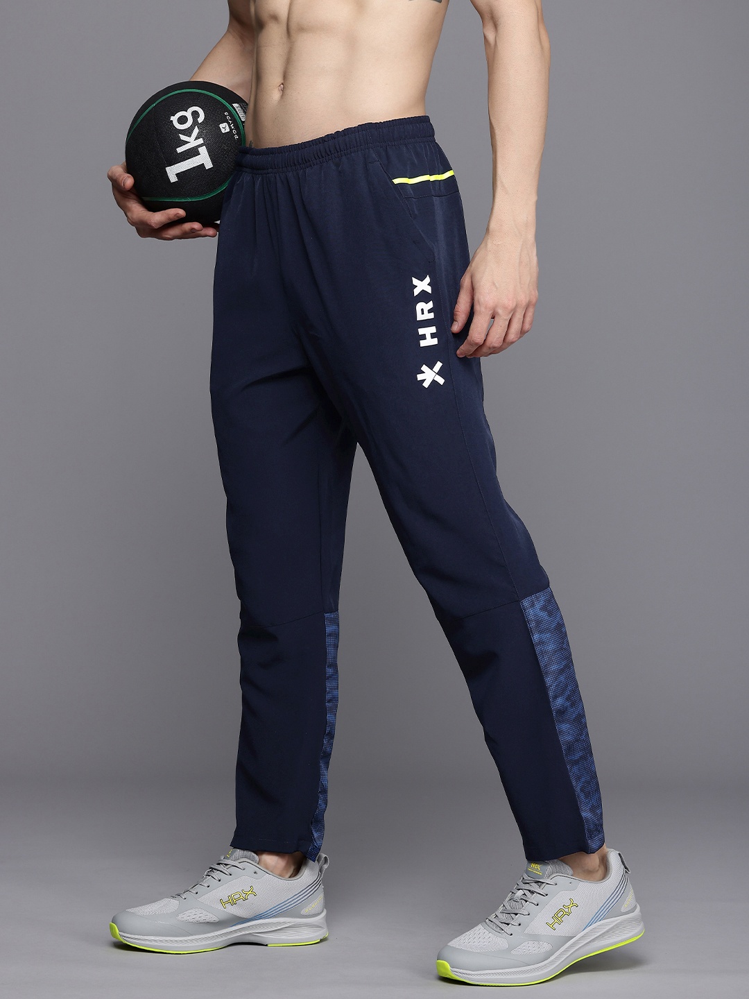 

HRX by Hrithik Roshan Men Rapid Dry Antimicrobial Finish Training Track Pants, Navy blue