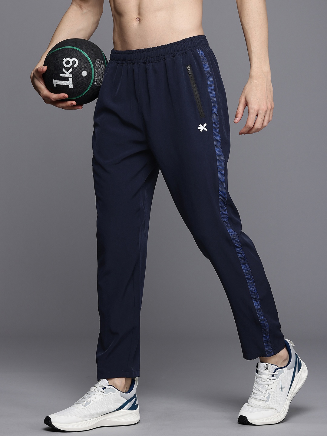 

HRX by Hrithik Roshan Men Rapid Dry Antimicrobial Finish Training Track Pants, Navy blue
