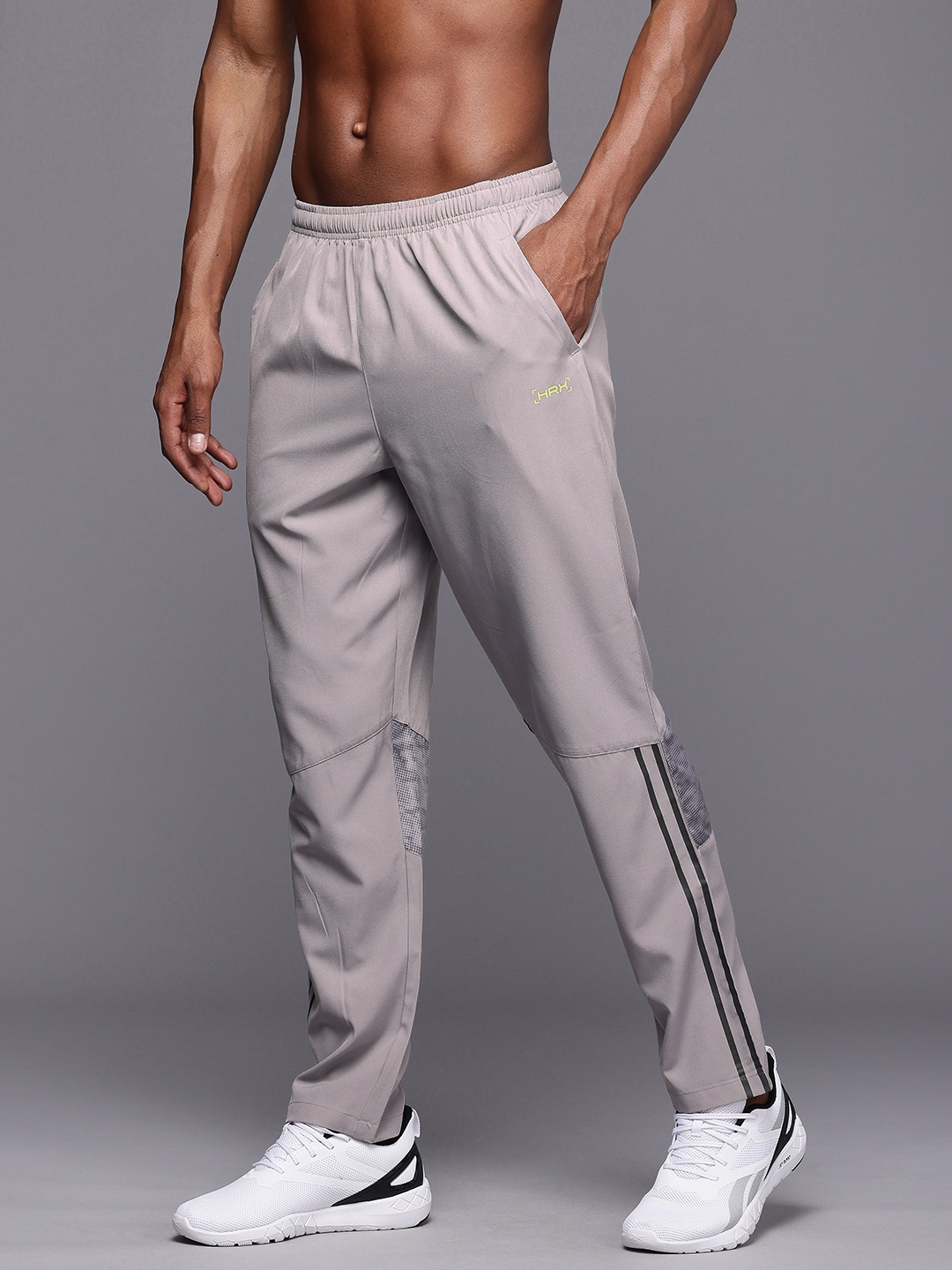 

HRX by Hrithik Roshan Men Rapid-Dry Training Track Pants With Side Stripe Detail, Grey