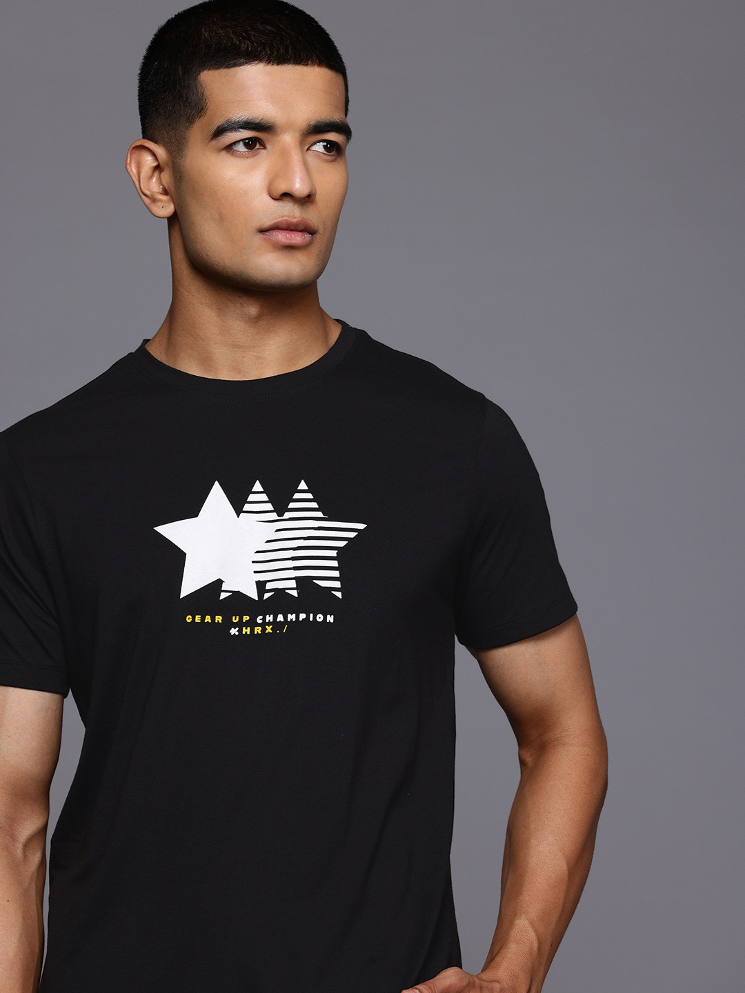 

HRX by Hrithik Roshan Brand Logo Print T-shirt, Black