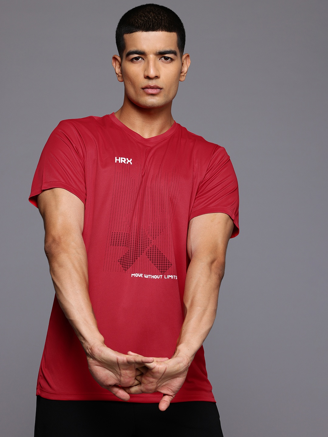

HRX by Hrithik Roshan Brand Logo Printed Training T-shirt, Red