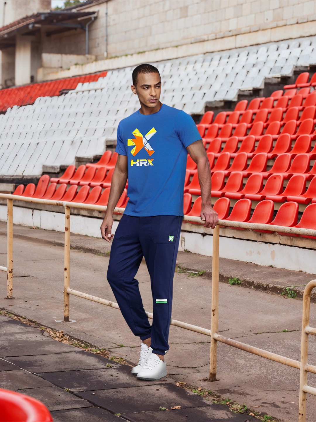 

HRX by Hrithik Roshan Brand Logo Printed Olympic-Collection Lifestyle T-Shirt, Blue
