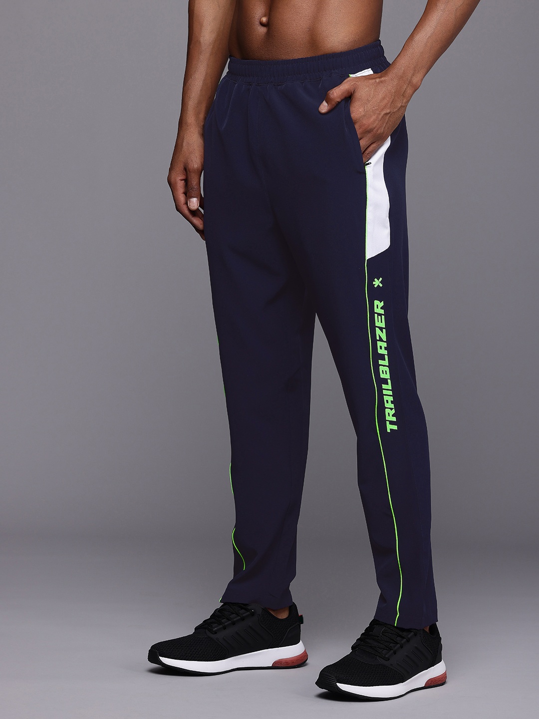

HRX by Hrithik Roshan Men Printed Detail Rapid-Dry Running Trackpants, Navy blue