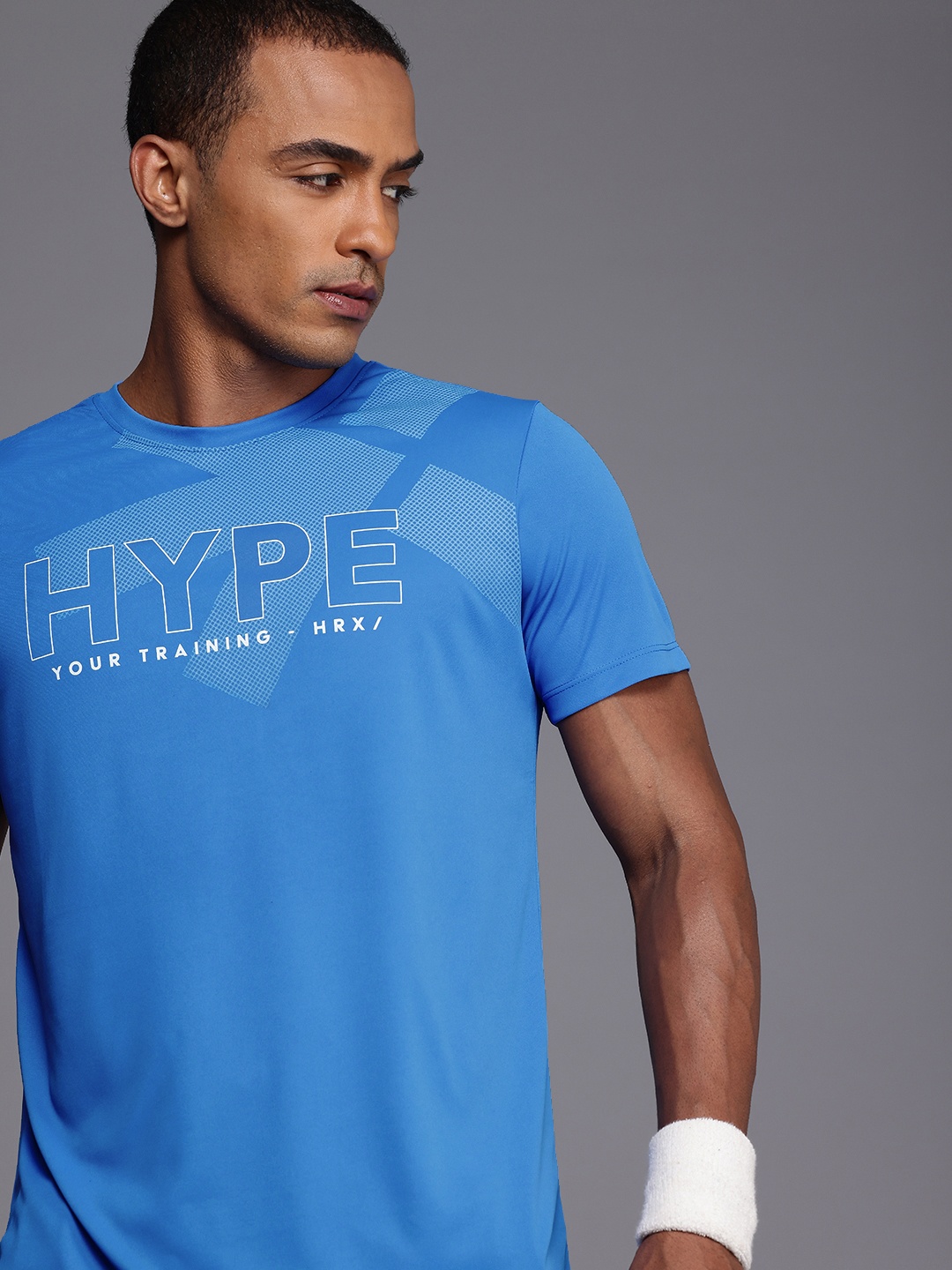 

HRX by Hrithik Roshan Typography Printed Rapid-Dry Antimicrobial Finish Training T-shirt, Blue