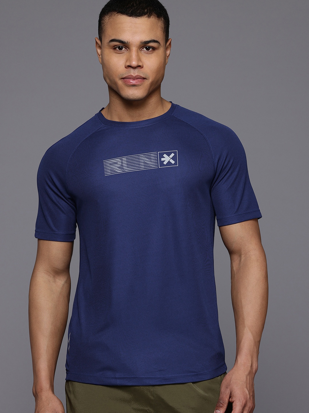 

HRX by Hrithik Roshan Rapid-Dry Printed Running T-shirt, Navy blue