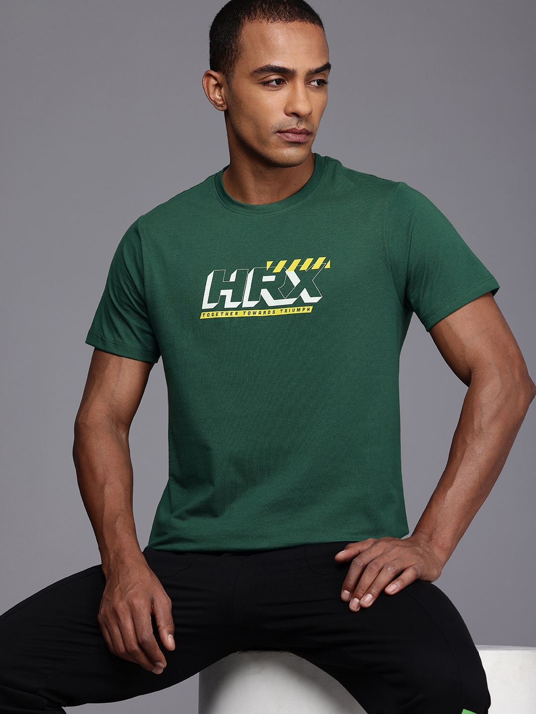 

HRX by Hrithik Roshan Brand Logo Printed Olympic-collection Lifestyle T-Shirt, Green