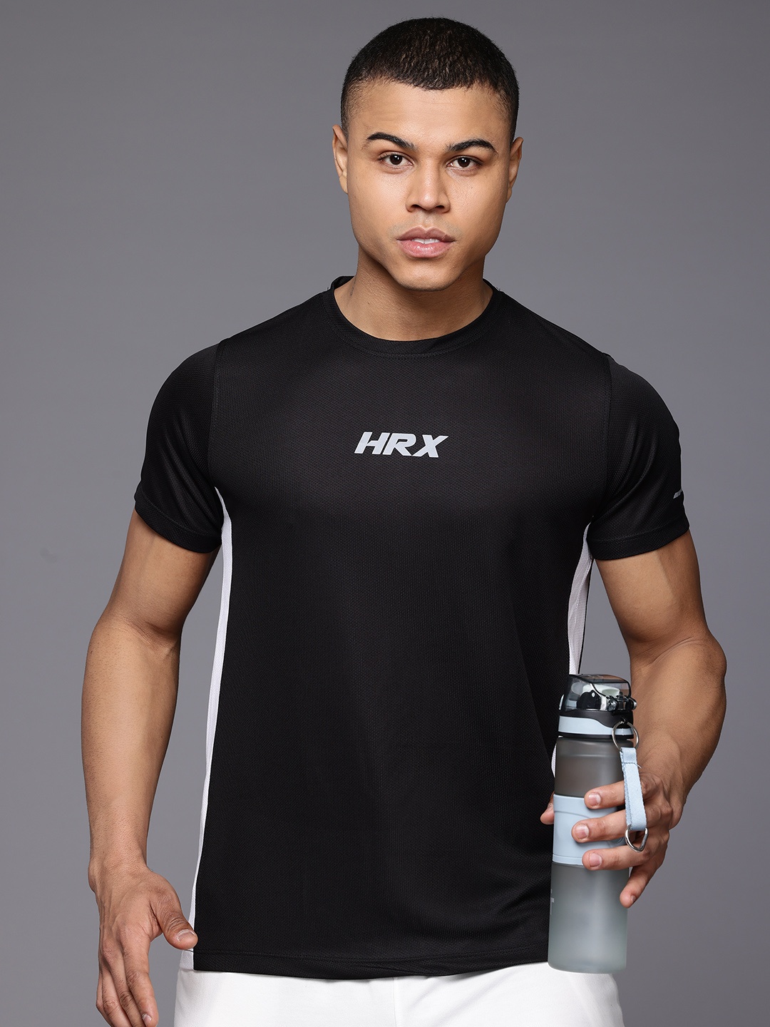

HRX by Hrithik Roshan Brand Logo Printed T-shirt, Black