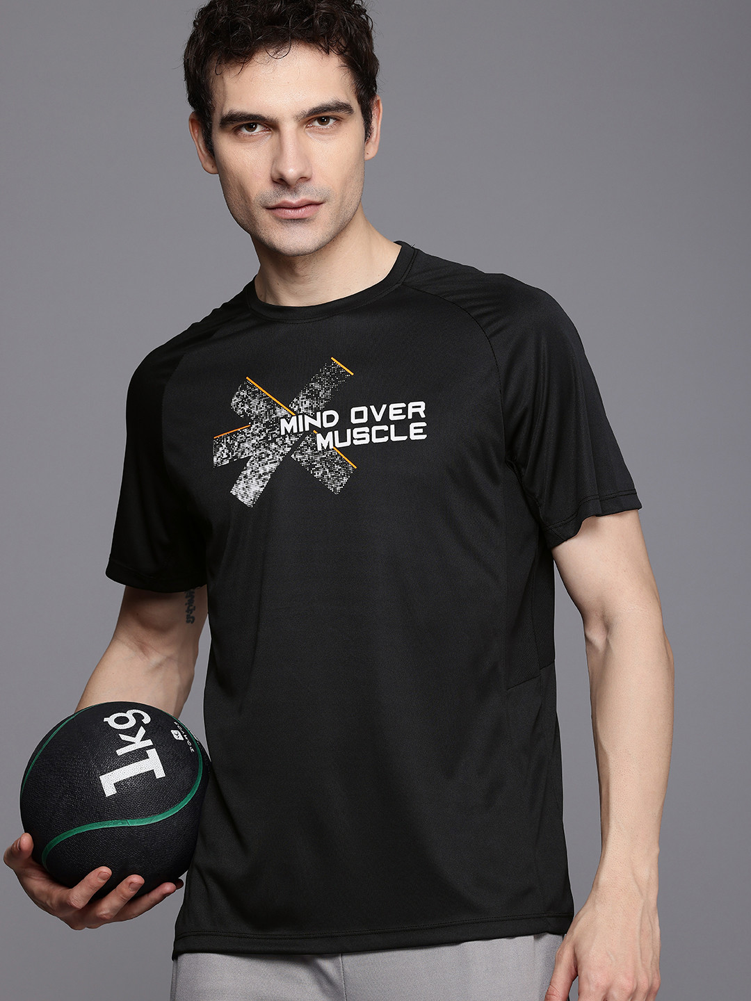 

HRX by Hrithik Roshan Printed Raglan Sleeves Rapid-Dry & Antimicrobial Training T-shirt, Black