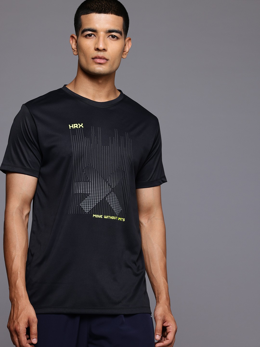 

HRX by Hrithik Roshan Brand Logo Printed Training T-shirt, Black