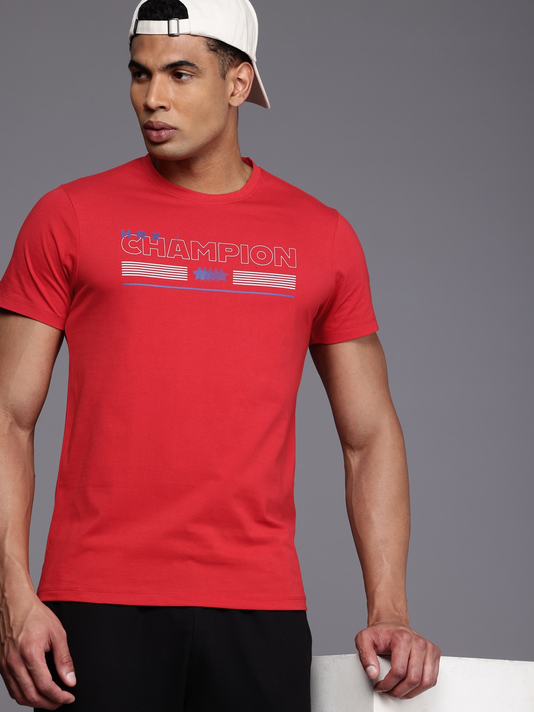 

HRX by Hrithik Roshan Brand Logo Printed T-shirt, Red