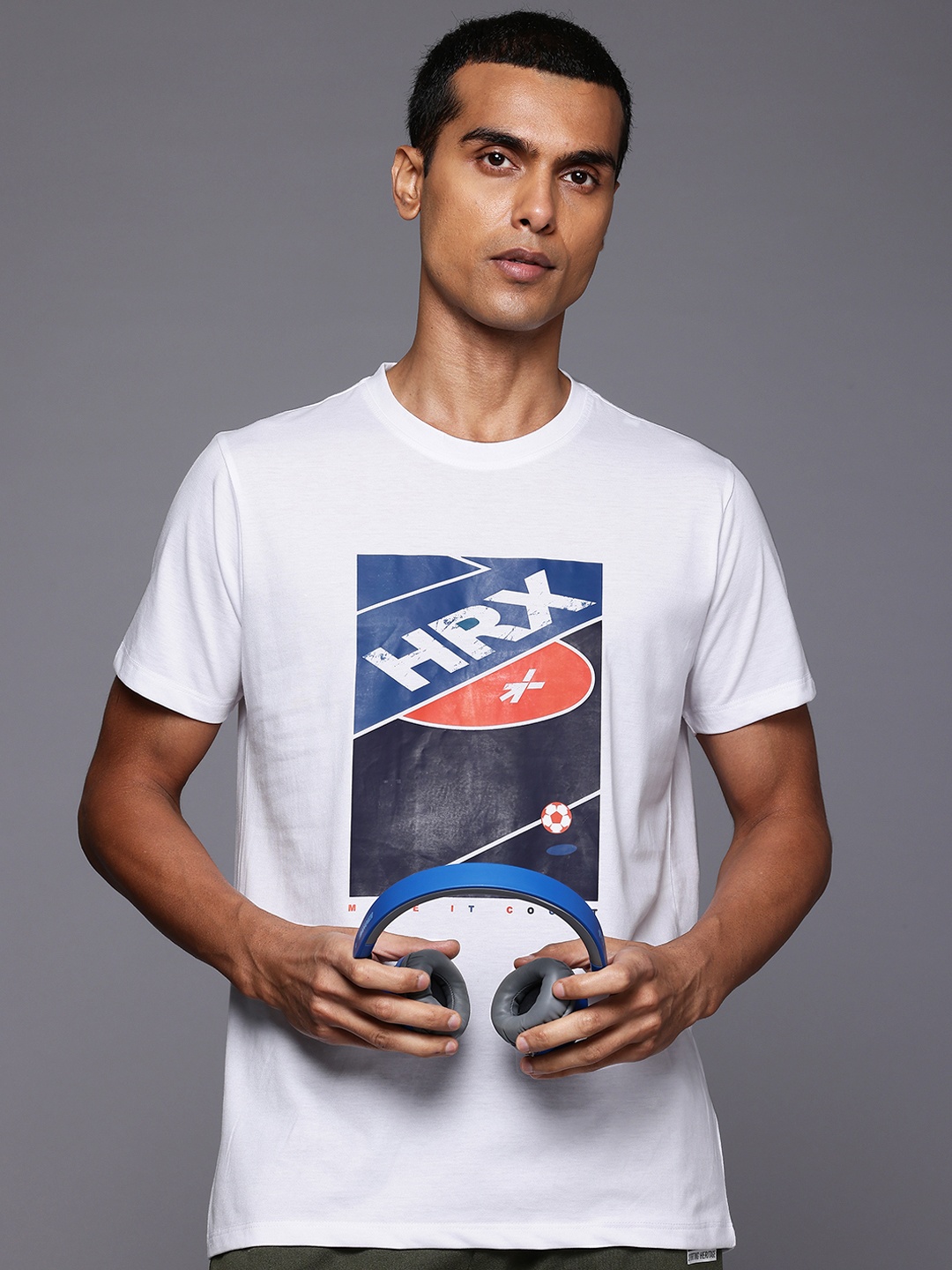 

HRX by Hrithik Roshan Men Brand Logo Printed T-shirt, White