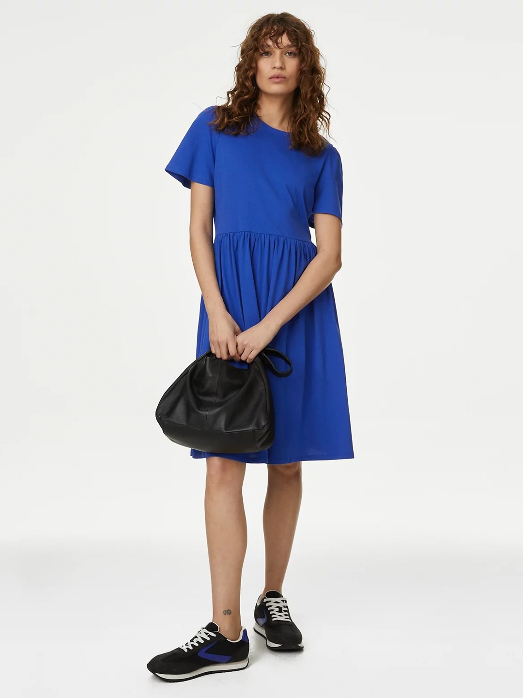 

Marks & Spencer Round Neck Fit & Flare Dress, Blue