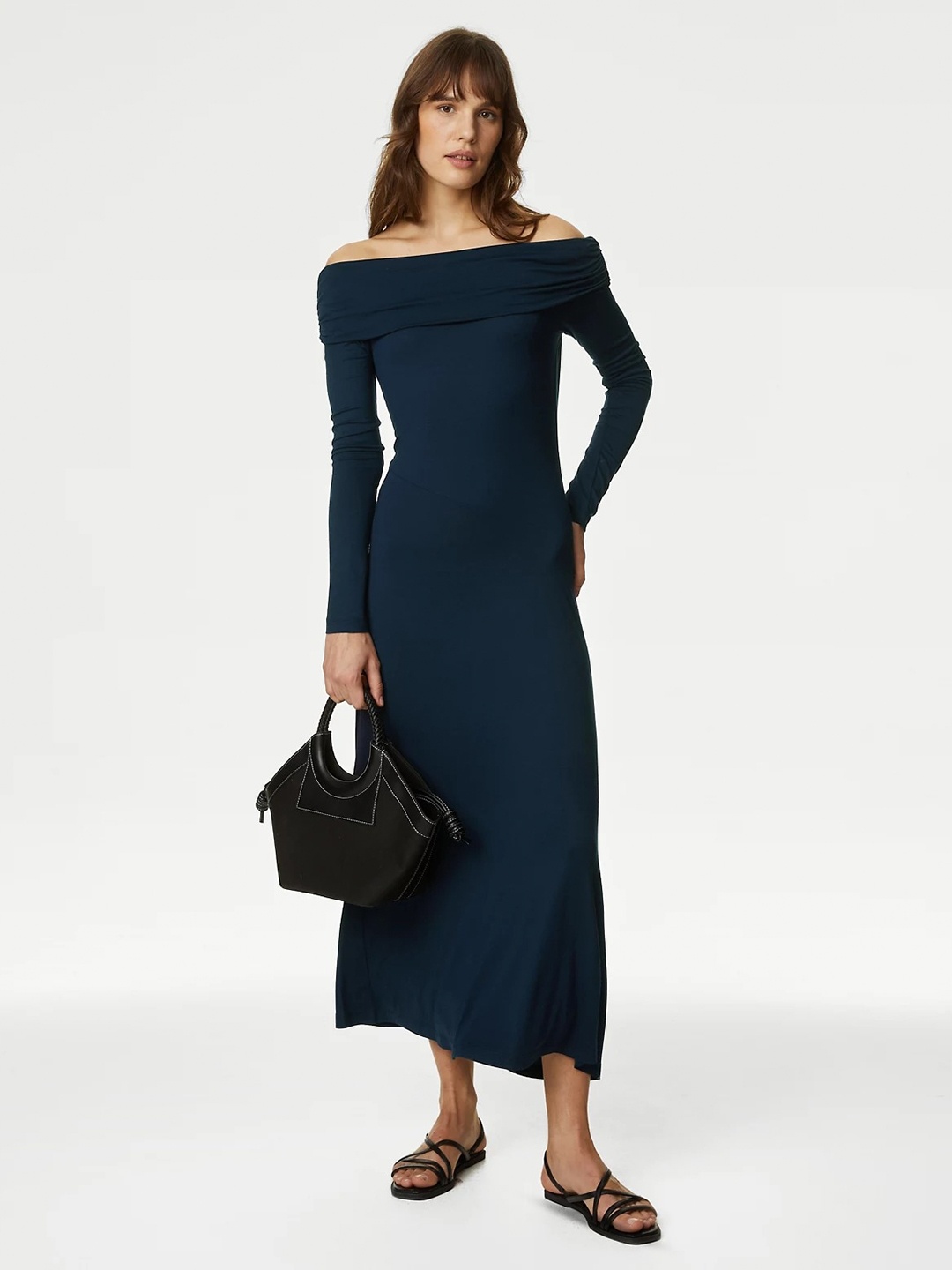 

Marks & Spencer Off-Shoulder Bodycon Midi Dress, Navy blue