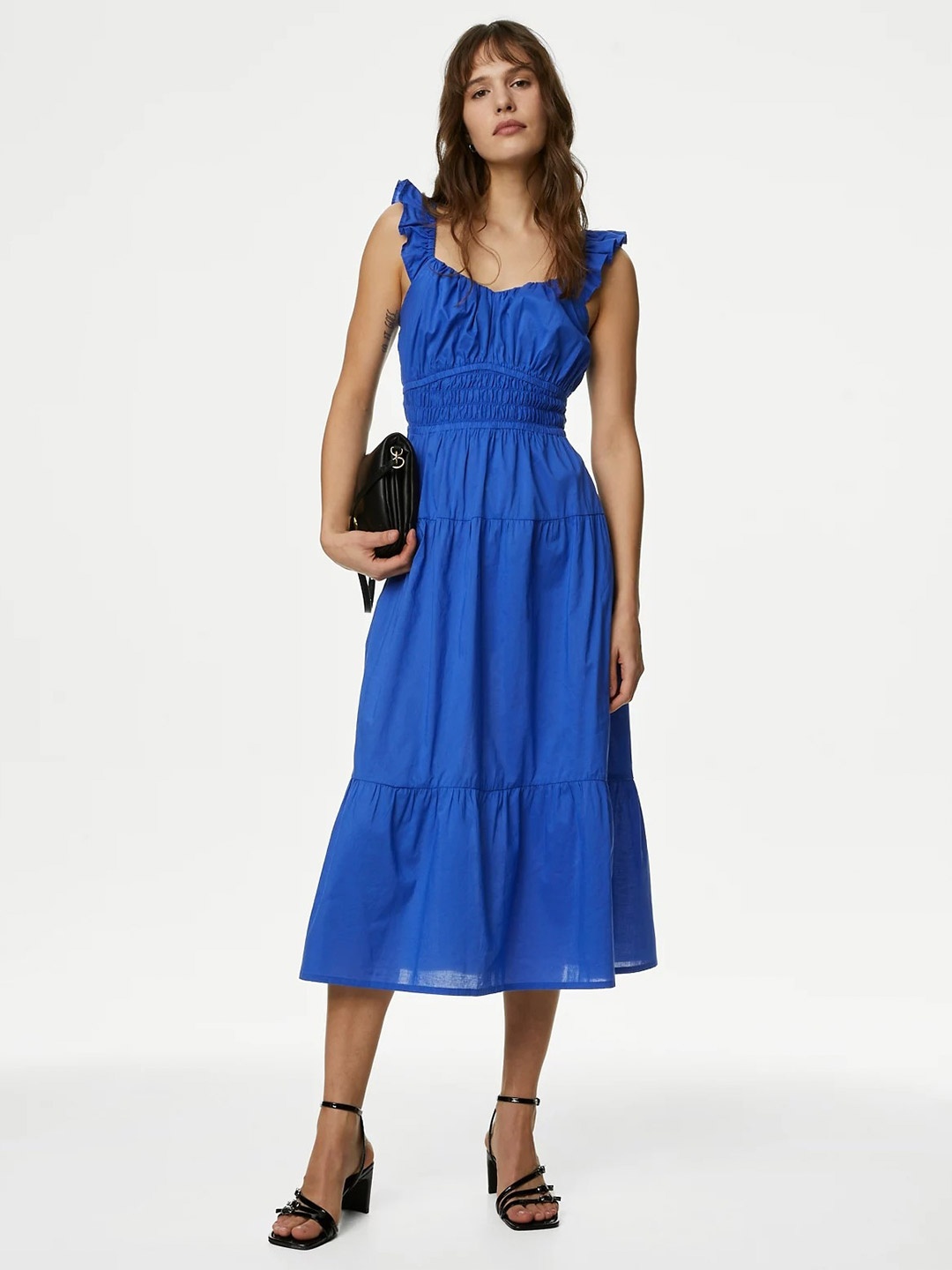

Marks & Spencer Sweetheart Neck Fit & Flare Midi Dress, Blue