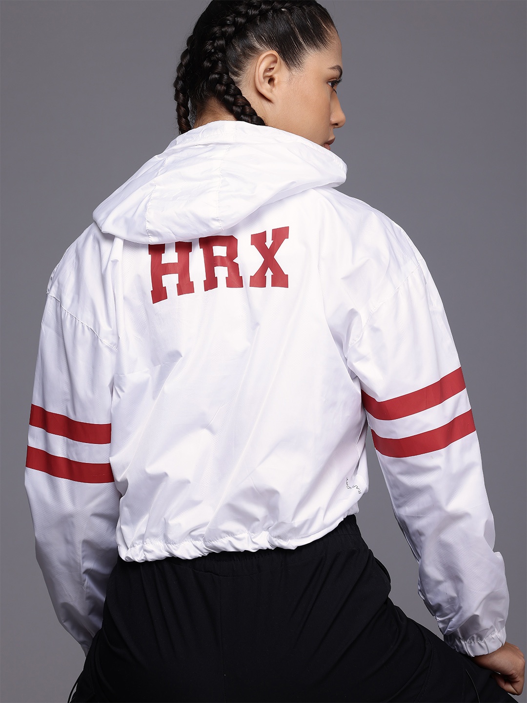 

HRX by Hrithik Roshan Rapid-Dry Crop Hooded Jacket, White