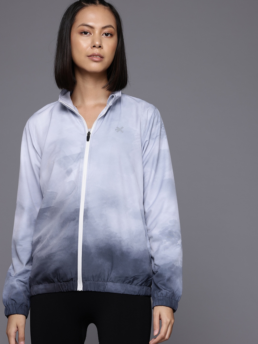 

HRX by Hrithik Roshan Ombre Reflective Strip Rapid-Dry Running Jacket, Grey