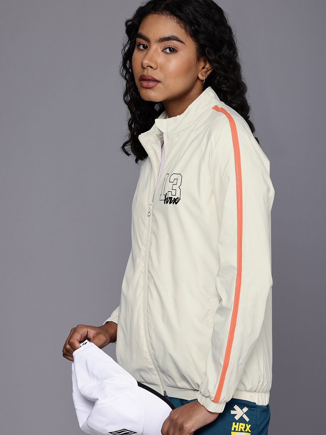 

HRX by Hrithik Roshan Rapid-Dry Antimicrobial Sporty Jacket, Cream