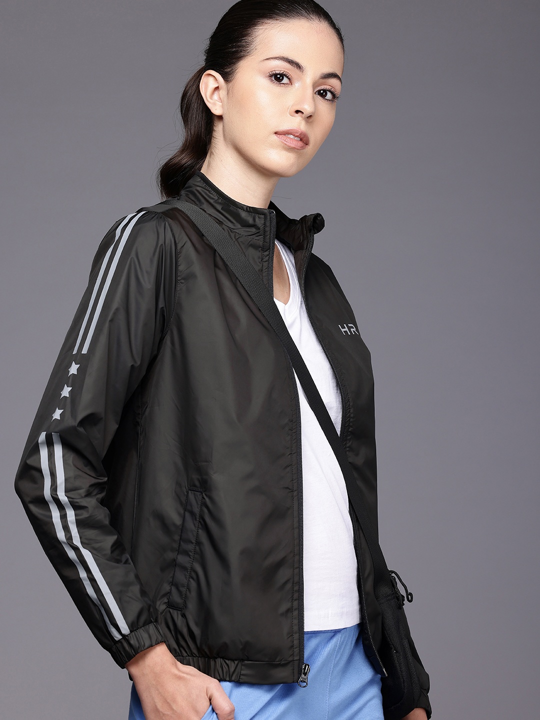 

HRX by Hrithik Roshan Rapid-Dry Antimicrobial Finish Sporty Jacket, Black