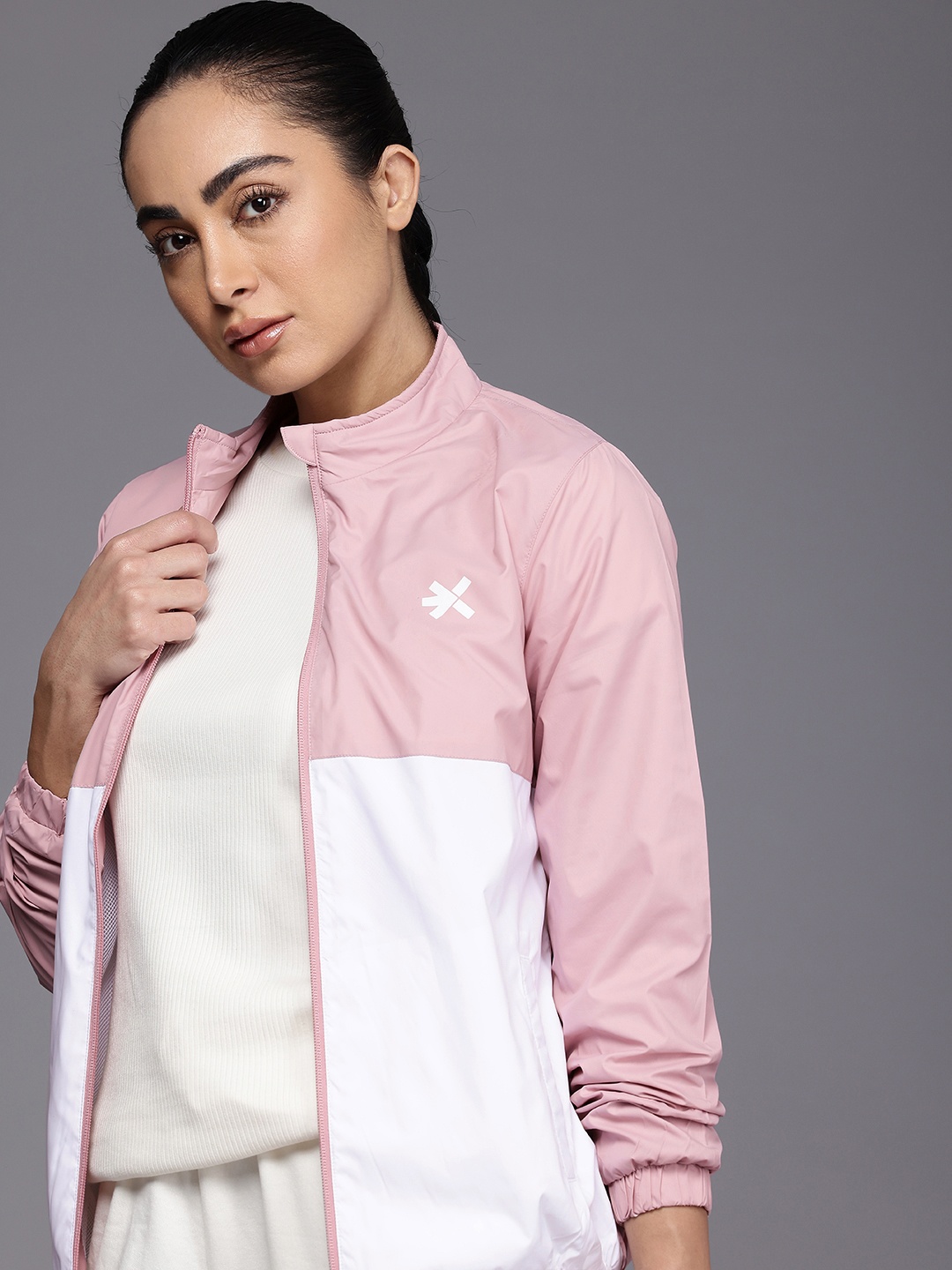 

HRX by Hrithik Roshan Colourblocked Rapid Dry & Antimicrobial Finish Sporty Jacket, Pink