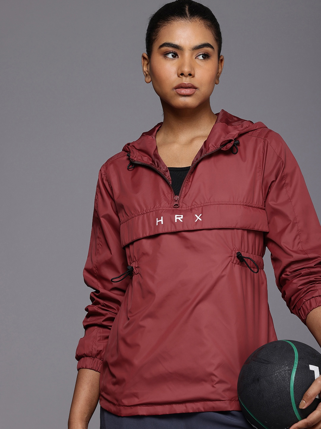 

HRX by Hrithik Roshan Rapid-Dry Antimicrobial Training Sporty Jacket, Maroon