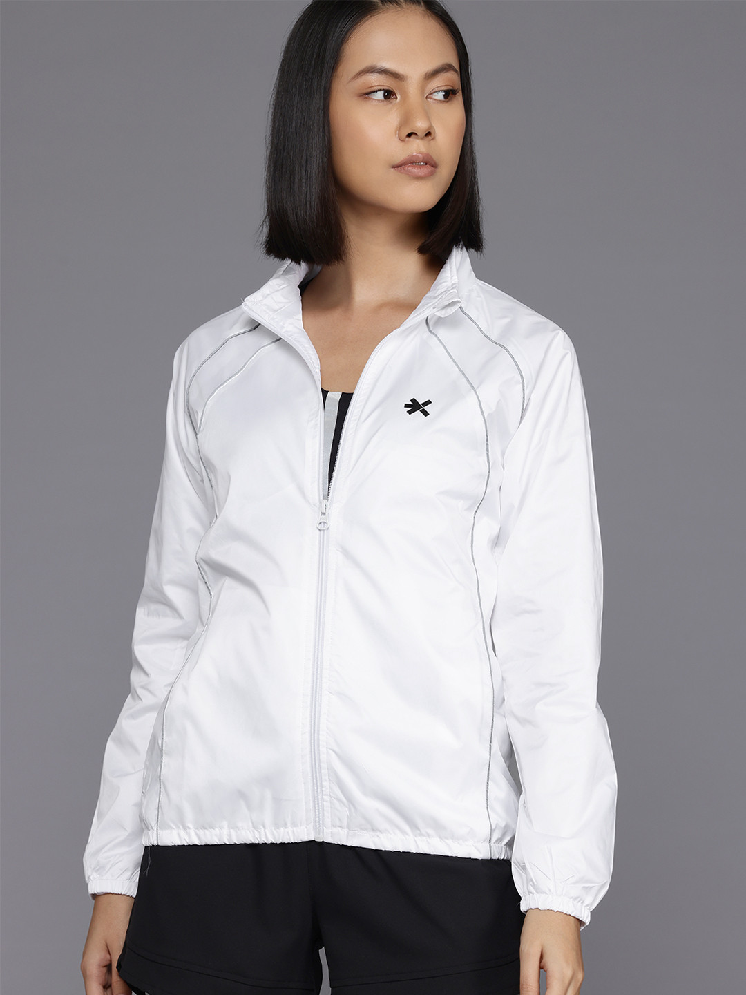 

HRX by Hrithik Roshan Typography Rapid-Dry Running Tailored Jacket, White